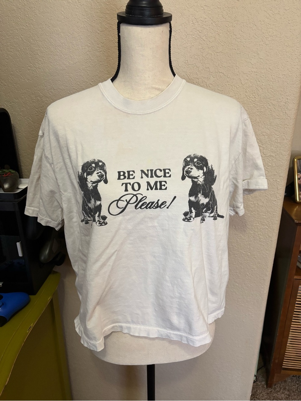 Dressed in LALA White Dog Graphic Tee - Black Print